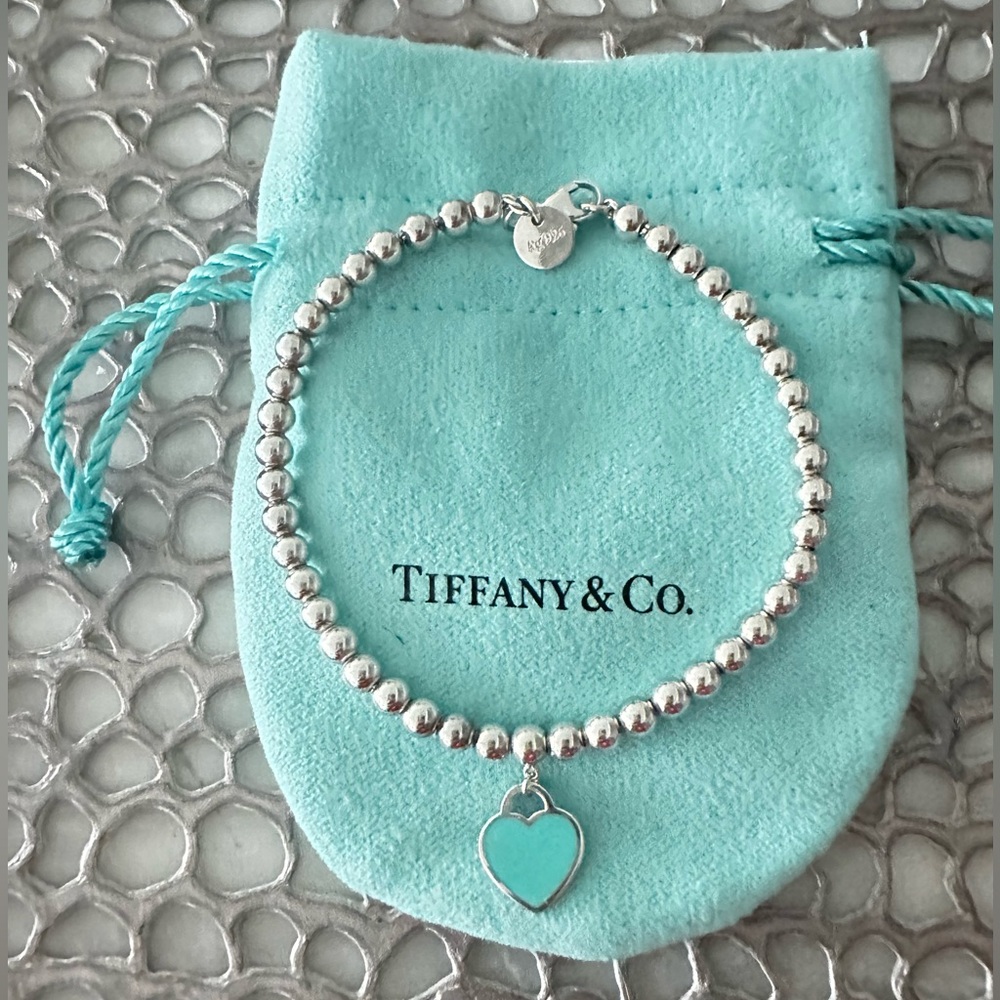 Tiffany & Co. Return to Tiffany Blue Heart Silver Beaded Bracelet